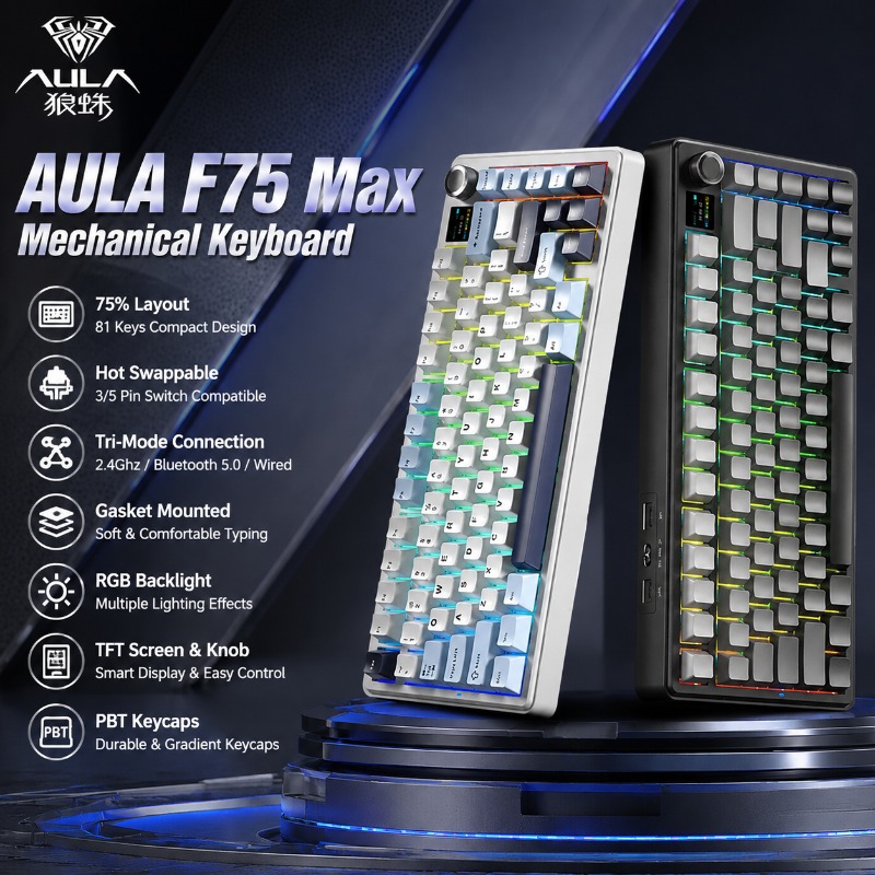 Teclado Mecánico AULA F75 Max, - Gaming Keyboard He reseña y precio